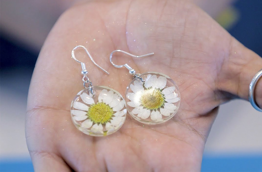 Resin earrings in the making