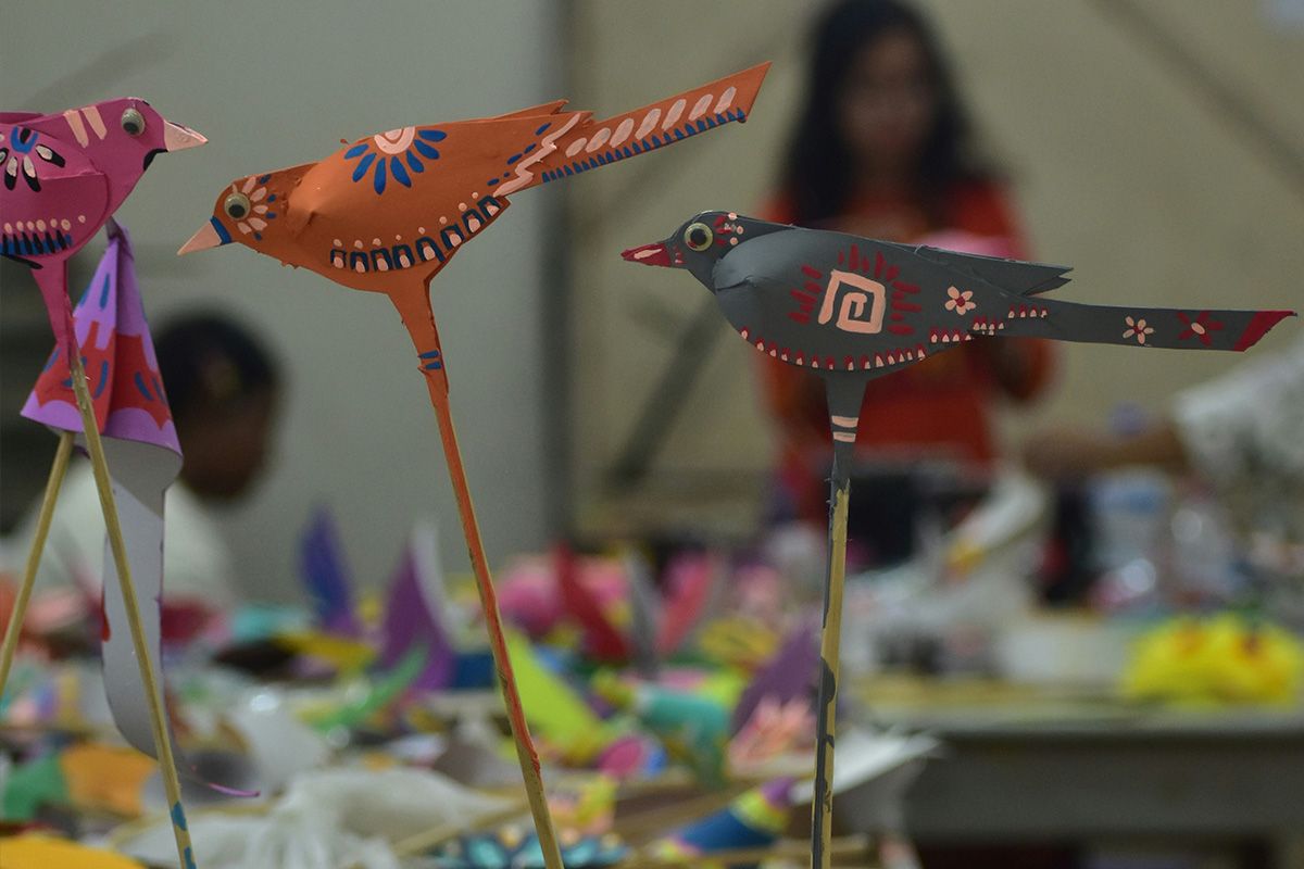 Hand-painted paper birds