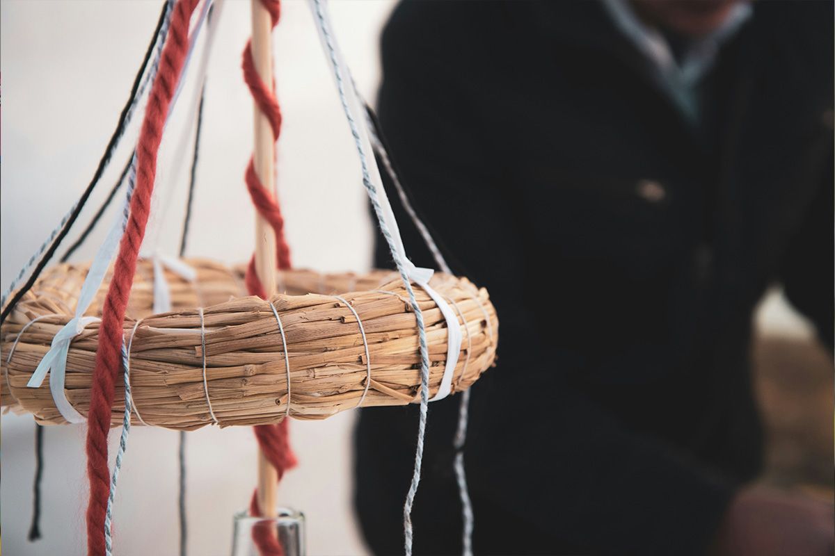 Woven straw hanging