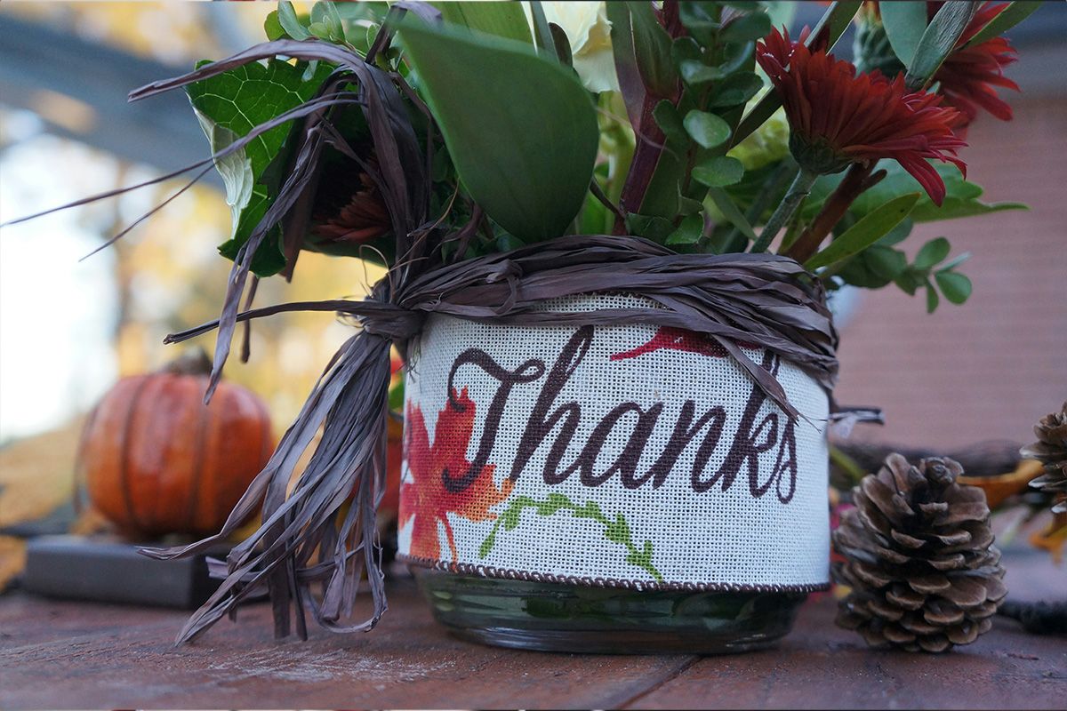 Decorated jar centerpiece